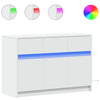 TV Cabinet with LED White 91x34x61 cm Engineered Wood