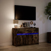 TV Cabinet with LED Smoked Oak 91x34x61 cm Engineered Wood