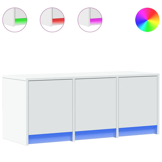 TV Cabinet with LED White 97x34x40 cm Engineered Wood