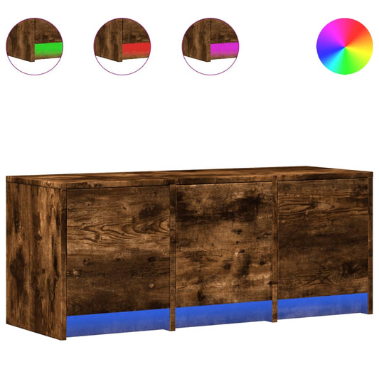 TV Cabinet with LED Smoked Oak 97x34x40 cm Engineered Wood