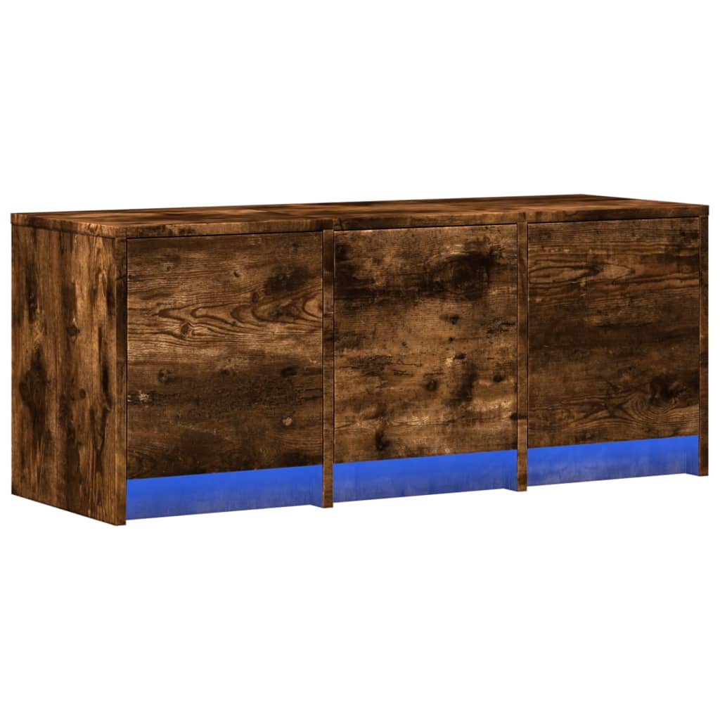 TV Cabinet with LED Smoked Oak 97x34x40 cm Engineered Wood
