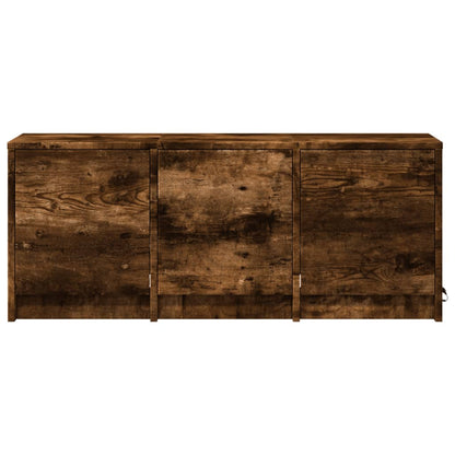 TV Cabinet with LED Smoked Oak 97x34x40 cm Engineered Wood