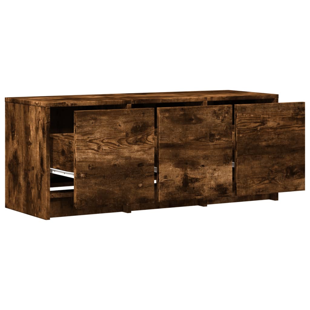 TV Cabinet with LED Smoked Oak 97x34x40 cm Engineered Wood