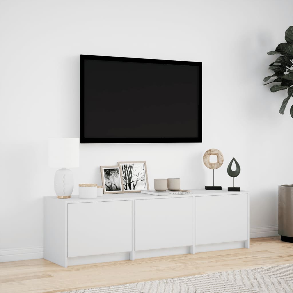 TV Cabinet with LED White 140x34x40 cm Engineered Wood