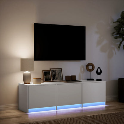 TV Cabinet with LED White 140x34x40 cm Engineered Wood