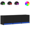 TV Cabinet with LED Black 140x34x40 cm Engineered Wood