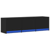 TV Cabinet with LED Black 140x34x40 cm Engineered Wood