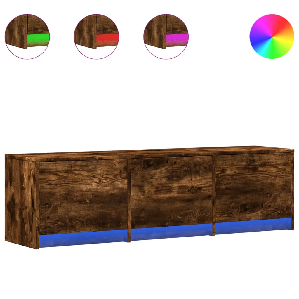 TV Cabinet with LED Smoked Oak 140x34x40 cm Engineered Wood