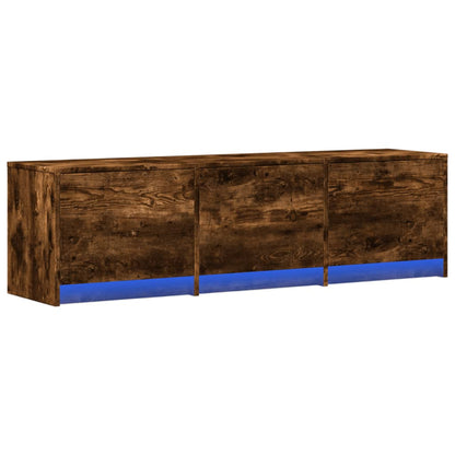 TV Cabinet with LED Smoked Oak 140x34x40 cm Engineered Wood