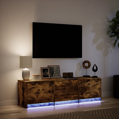 TV Cabinet with LED Smoked Oak 140x34x40 cm Engineered Wood