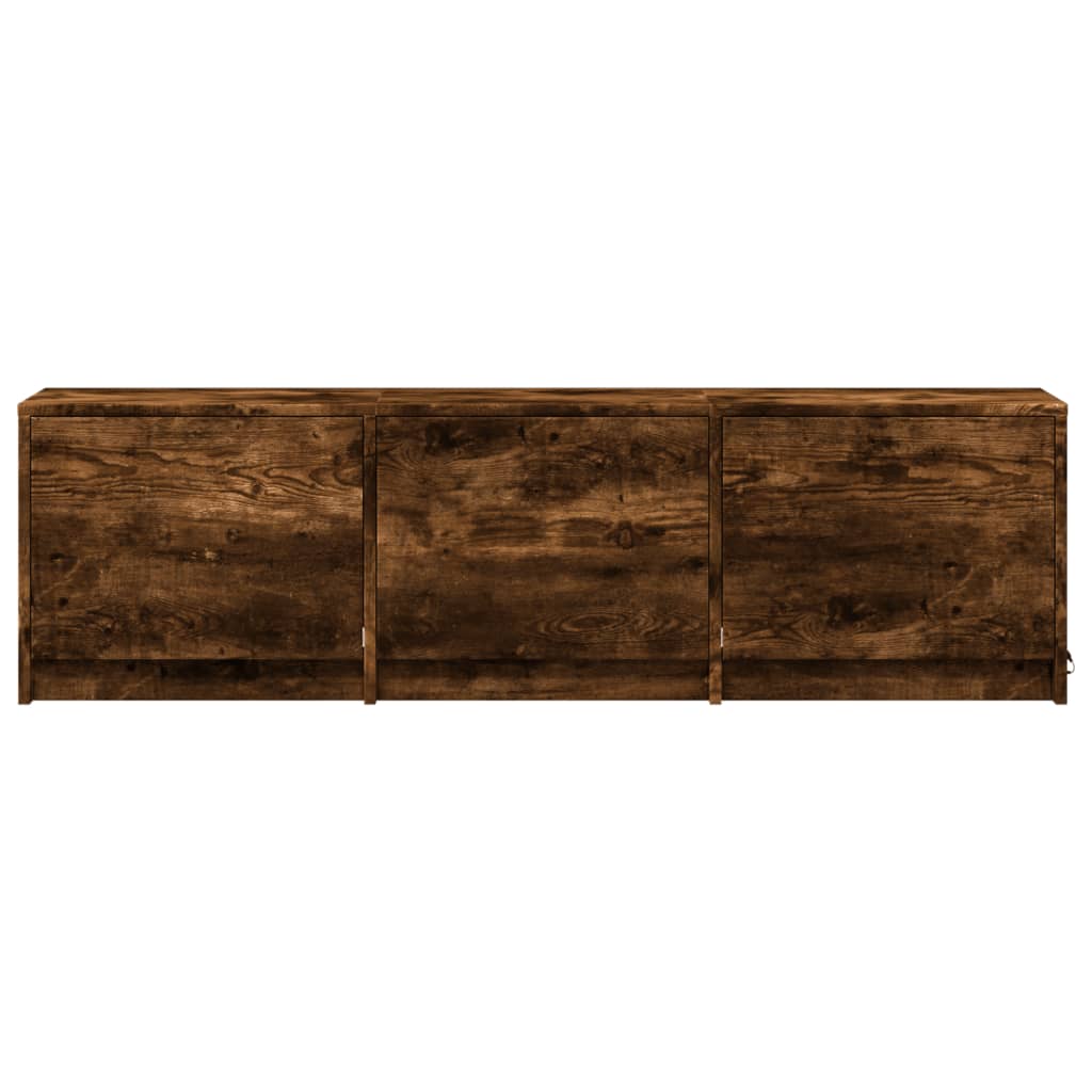 TV Cabinet with LED Smoked Oak 140x34x40 cm Engineered Wood