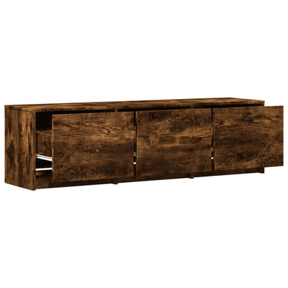 TV Cabinet with LED Smoked Oak 140x34x40 cm Engineered Wood