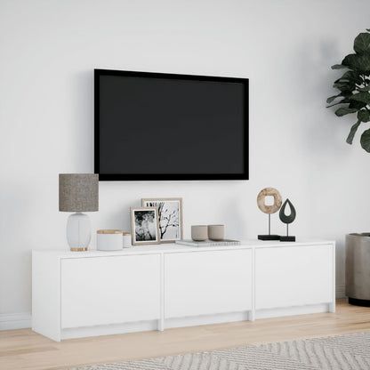 TV Cabinet with LED White 165x34x40 cm Engineered Wood