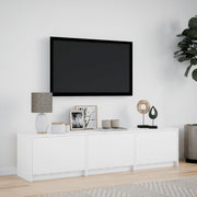 TV Cabinet with LED White 165x34x40 cm Engineered Wood