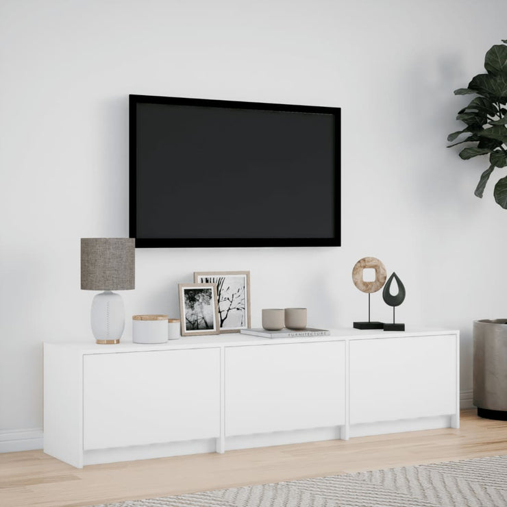 TV Cabinet with LED White 165x34x40 cm Engineered Wood