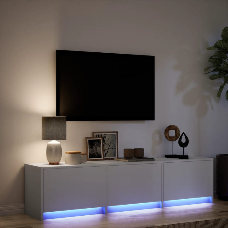 TV Cabinet with LED White 165x34x40 cm Engineered Wood