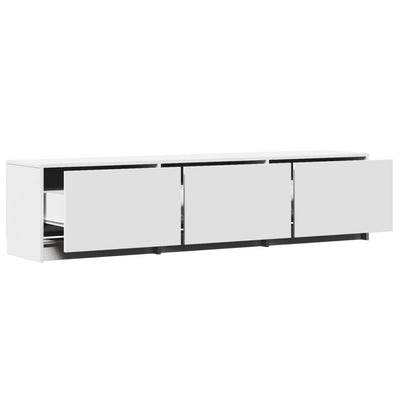 TV Cabinet with LED White 165x34x40 cm Engineered Wood