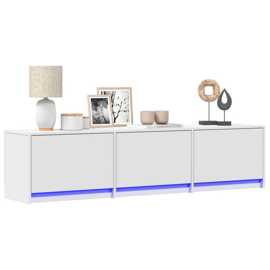 TV Cabinet with LED White 165x34x40 cm Engineered Wood