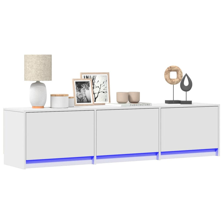 TV Cabinet with LED White 165x34x40 cm Engineered Wood