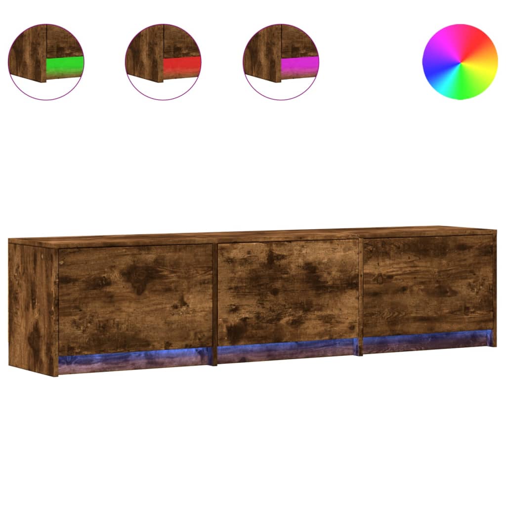 TV Cabinet with LED Smoked Oak 165x34x40 cm Engineered Wood