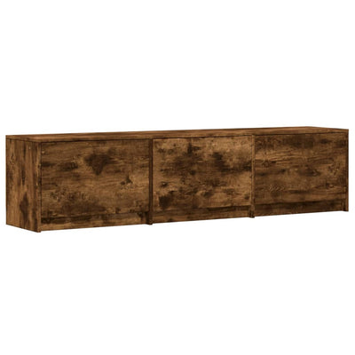 TV Cabinet with LED Smoked Oak 165x34x40 cm Engineered Wood