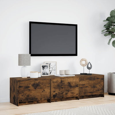 TV Cabinet with LED Smoked Oak 165x34x40 cm Engineered Wood