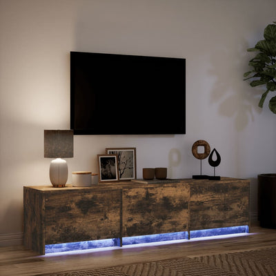 TV Cabinet with LED Smoked Oak 165x34x40 cm Engineered Wood