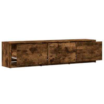 TV Cabinet with LED Smoked Oak 165x34x40 cm Engineered Wood