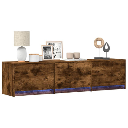 TV Cabinet with LED Smoked Oak 165x34x40 cm Engineered Wood