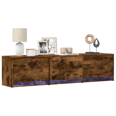 TV Cabinet with LED Smoked Oak 165x34x40 cm Engineered Wood
