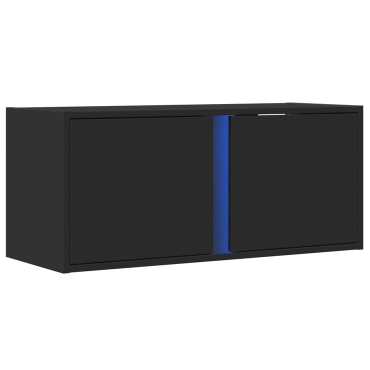 TV Wall Cabinet with LED Lights Black 80x31x35 cm
