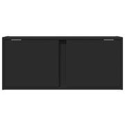 TV Wall Cabinet with LED Lights Black 80x31x35 cm