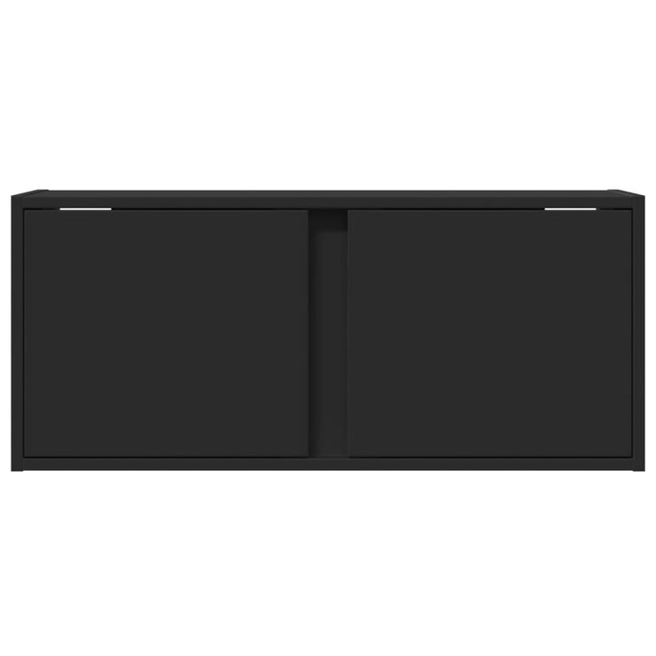 TV Wall Cabinet with LED Lights Black 80x31x35 cm