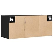 TV Wall Cabinet with LED Lights Black 80x31x35 cm