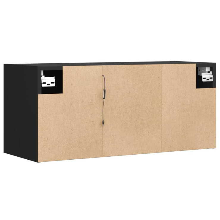 TV Wall Cabinet with LED Lights Black 80x31x35 cm