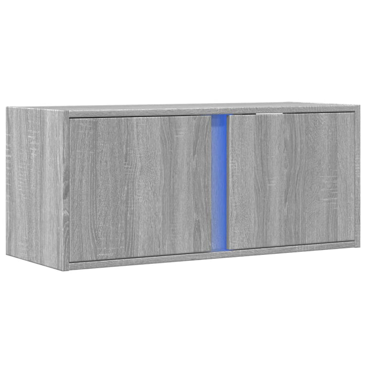 TV Wall Cabinet with LED Lights Grey Sonoma 80x31x35 cm