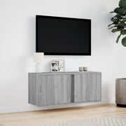 TV Wall Cabinet with LED Lights Grey Sonoma 80x31x35 cm