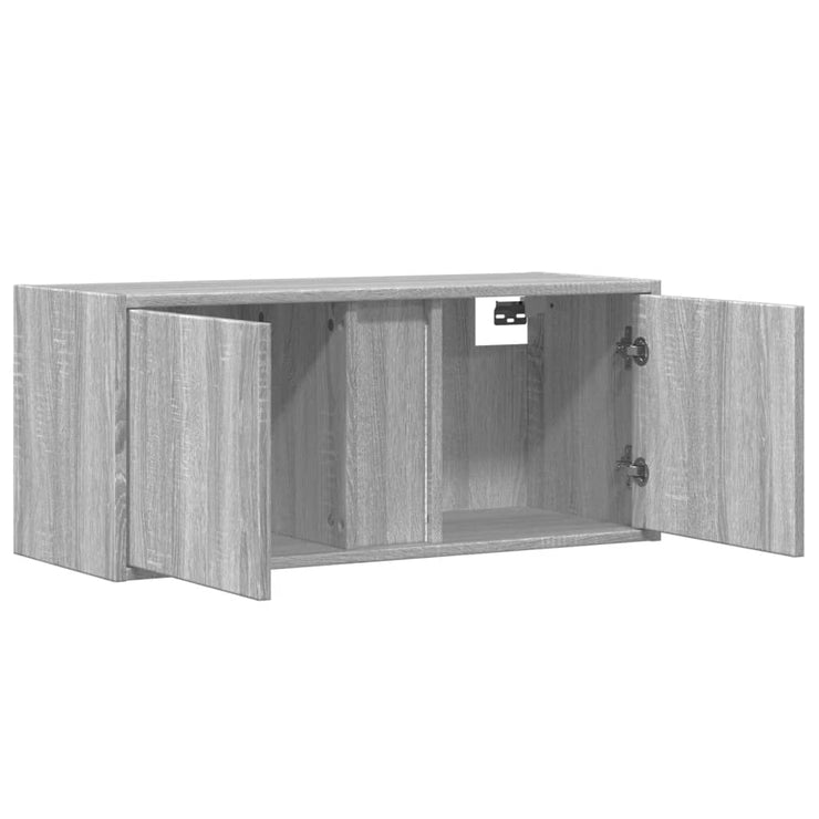 TV Wall Cabinet with LED Lights Grey Sonoma 80x31x35 cm