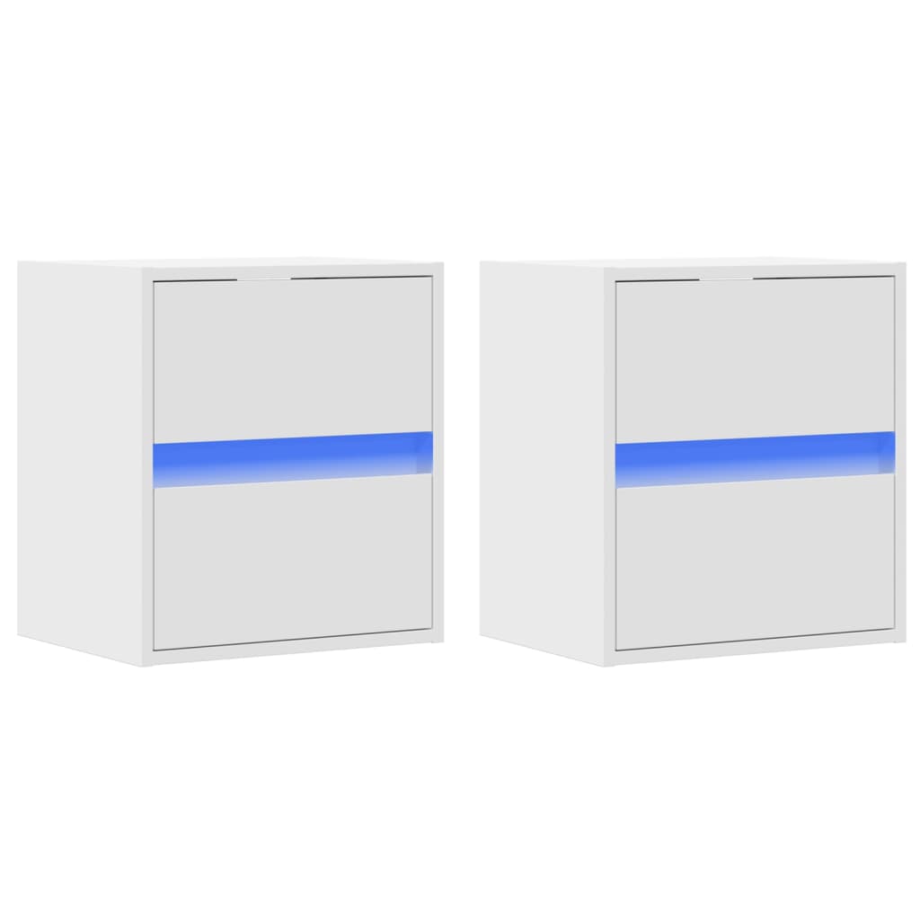 TV Wall Cabinets with LED Lights 2 pcs White 41x31x45 cm