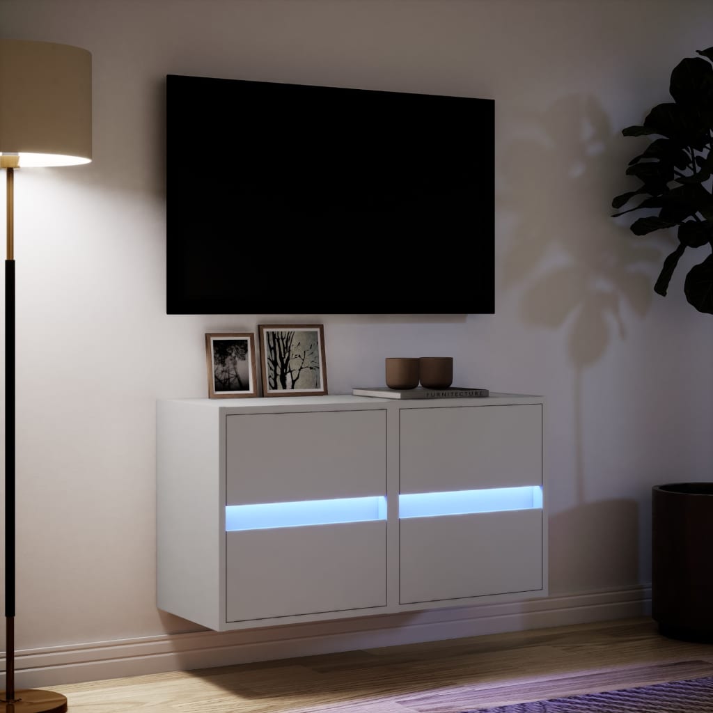 TV Wall Cabinets with LED Lights 2 pcs White 41x31x45 cm