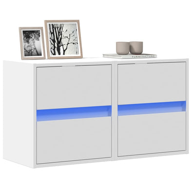 TV Wall Cabinets with LED Lights 2 pcs White 41x31x45 cm