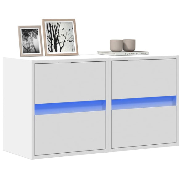 TV Wall Cabinets with LED Lights 2 pcs White 41x31x45 cm