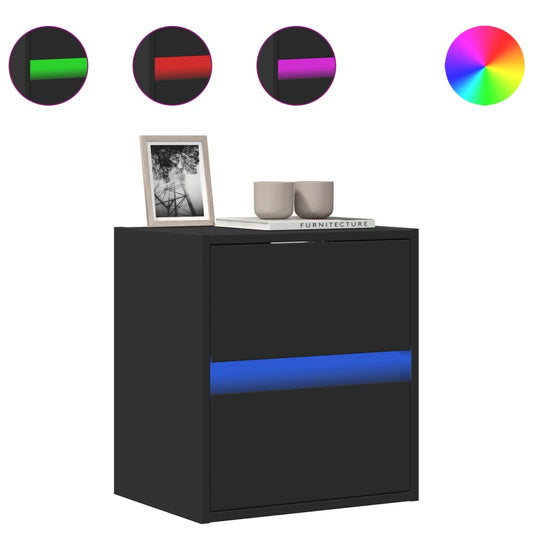 TV Wall Cabinet with LED Lights Black 41x31x45 cm