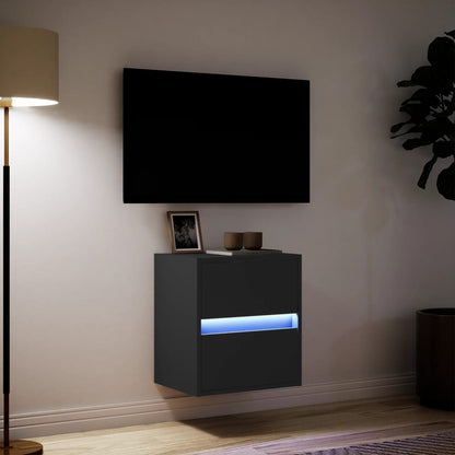 TV Wall Cabinet with LED Lights Black 41x31x45 cm