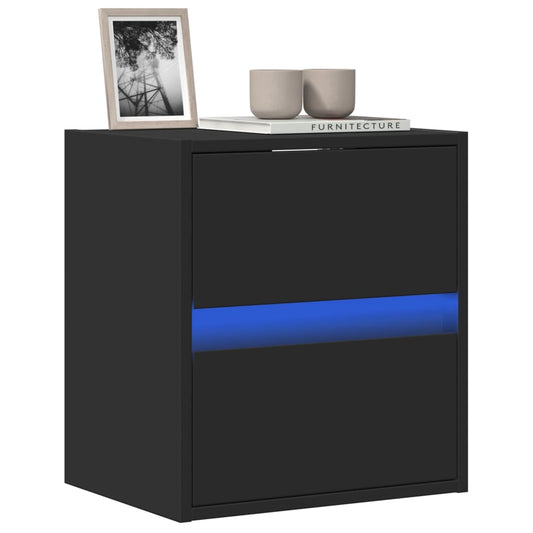 TV Wall Cabinet with LED Lights Black 41x31x45 cm