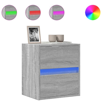 TV Wall Cabinet with LED Lights Grey Sonoma 41x31x45 cm