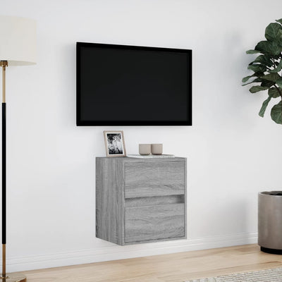 TV Wall Cabinet with LED Lights Grey Sonoma 41x31x45 cm