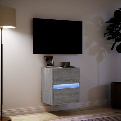 TV Wall Cabinet with LED Lights Grey Sonoma 41x31x45 cm