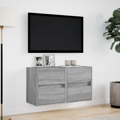 TV Wall Cabinets with LED Lights 2 pcs Grey Sonoma 41x31x45 cm