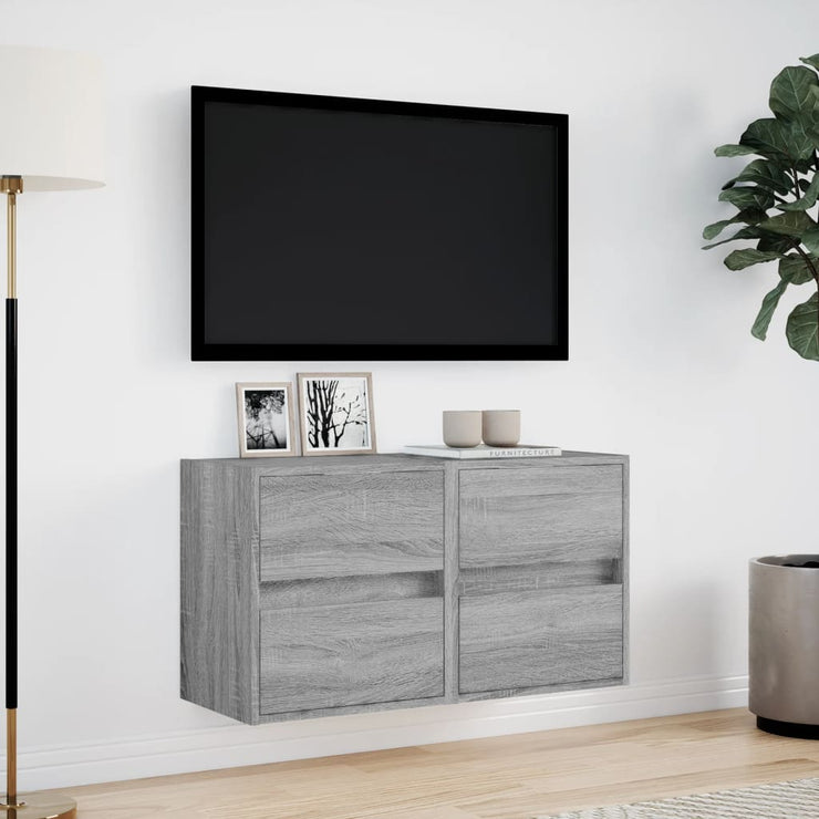 TV Wall Cabinets with LED Lights 2 pcs Grey Sonoma 41x31x45 cm